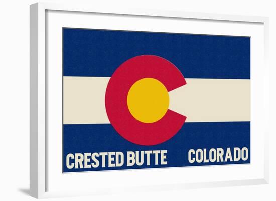 Crested Butte, Colorado - Colorado State Flag-Lantern Press-Framed Art Print