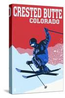 Crested Butte, Colorado - Colorblocked Skier-Lantern Press-Stretched Canvas