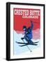 Crested Butte, Colorado - Colorblocked Skier-Lantern Press-Framed Art Print