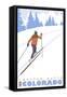 Crested Butte, Colorado - Cross Country Skier-Lantern Press-Framed Stretched Canvas