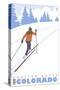 Crested Butte, Colorado - Cross Country Skier-Lantern Press-Stretched Canvas