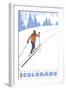 Crested Butte, Colorado - Cross Country Skier-Lantern Press-Framed Art Print