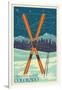 Crested Butte, Colorado - Crossed Skis-Lantern Press-Framed Art Print