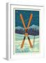Crested Butte, Colorado - Crossed Skis-Lantern Press-Framed Art Print