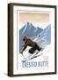 Crested Butte, Colorado - Downhill Skier Lithography Style-Lantern Press-Framed Art Print