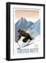 Crested Butte, Colorado - Downhill Skier Lithography Style-Lantern Press-Framed Art Print