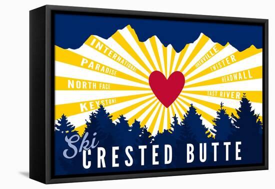 Crested Butte, Colorado - Heart and Treeline-Lantern Press-Framed Stretched Canvas