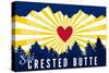 Crested Butte, Colorado - Heart and Treeline-Lantern Press-Stretched Canvas