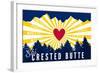 Crested Butte, Colorado - Heart and Treeline-Lantern Press-Framed Art Print