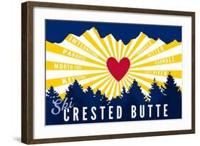 Crested Butte, Colorado - Heart and Treeline-Lantern Press-Framed Art Print