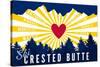 Crested Butte, Colorado - Heart and Treeline-Lantern Press-Stretched Canvas