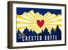 Crested Butte, Colorado - Heart and Treeline-Lantern Press-Framed Art Print