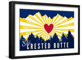 Crested Butte, Colorado - Heart and Treeline-Lantern Press-Framed Art Print