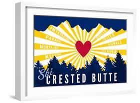 Crested Butte, Colorado - Heart and Treeline-Lantern Press-Framed Art Print