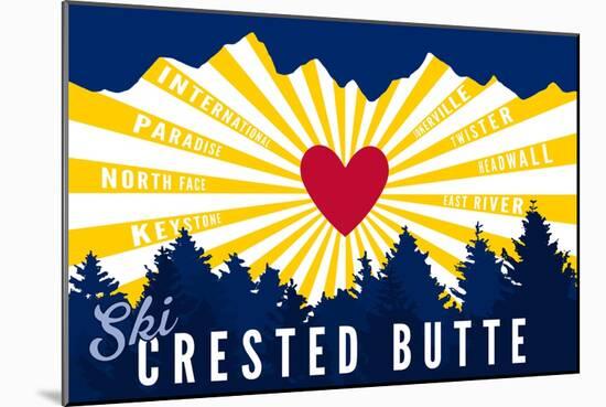 Crested Butte, Colorado - Heart and Treeline-Lantern Press-Mounted Art Print