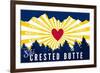 Crested Butte, Colorado - Heart and Treeline-Lantern Press-Framed Art Print