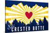 Crested Butte, Colorado - Heart and Treeline-Lantern Press-Stretched Canvas