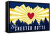 Crested Butte, Colorado - Heart and Treeline-Lantern Press-Framed Stretched Canvas