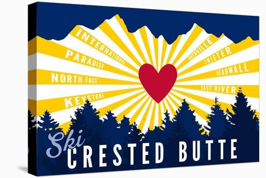 Crested Butte, Colorado - Heart and Treeline-Lantern Press-Stretched Canvas
