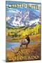 Crested Butte, Colorado - Maroon Bells and Elk-Lantern Press-Mounted Art Print