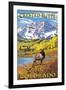 Crested Butte, Colorado - Maroon Bells and Elk-Lantern Press-Framed Art Print