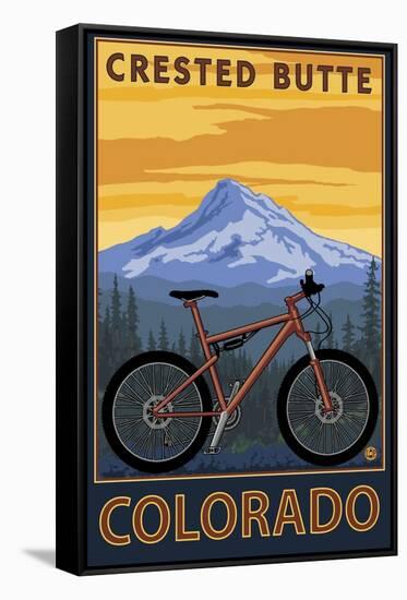 Crested Butte, Colorado - Mountain Bike Scene-Lantern Press-Framed Stretched Canvas