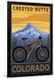 Crested Butte, Colorado - Mountain Bike Scene-Lantern Press-Framed Premium Giclee Print