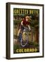 Crested Butte, Colorado - Mountain Biker in Trees-Lantern Press-Framed Art Print