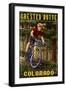 Crested Butte, Colorado - Mountain Biker in Trees-Lantern Press-Framed Art Print