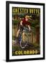 Crested Butte, Colorado - Mountain Biker in Trees-Lantern Press-Framed Art Print