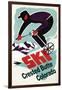 Crested Butte, Colorado - Retro Skier-Lantern Press-Framed Art Print