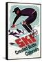 Crested Butte, Colorado - Retro Skier-Lantern Press-Framed Stretched Canvas