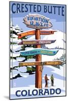 Crested Butte, Colorado - Ski Run Signpost-Lantern Press-Mounted Art Print