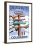 Crested Butte, Colorado - Ski Run Signpost-Lantern Press-Framed Art Print