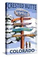 Crested Butte, Colorado - Ski Run Signpost-Lantern Press-Stretched Canvas
