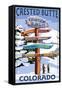 Crested Butte, Colorado - Ski Run Signpost-Lantern Press-Framed Stretched Canvas