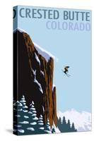 Crested Butte, Colorado - Skier Jumping-Lantern Press-Stretched Canvas