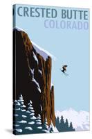 Crested Butte, Colorado - Skier Jumping-Lantern Press-Stretched Canvas