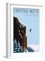 Crested Butte, Colorado - Skier Jumping-Lantern Press-Framed Art Print