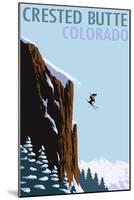 Crested Butte, Colorado - Skier Jumping-Lantern Press-Mounted Art Print