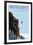 Crested Butte, Colorado - Skier Jumping-Lantern Press-Framed Art Print