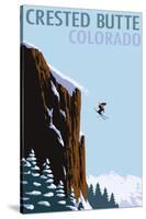 Crested Butte, Colorado - Skier Jumping-Lantern Press-Stretched Canvas