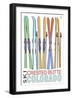 Crested Butte, Colorado - Skis in Snow-Lantern Press-Framed Art Print