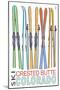 Crested Butte, Colorado - Skis in Snow-Lantern Press-Mounted Art Print