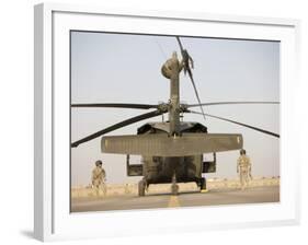 Crew Chiefs Stand Beside their UH-60L Black Hawk Helicopter-null-Framed Photographic Print