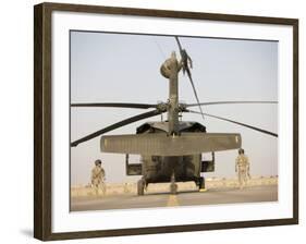 Crew Chiefs Stand Beside their UH-60L Black Hawk Helicopter-null-Framed Photographic Print