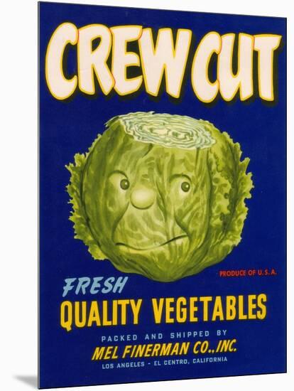 Crew Cut Lettuce Label - El Centro, CA-Lantern Press-Mounted Art Print