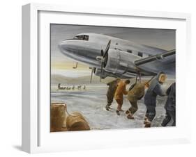 Crew Hand Starting the Port Engine of the Dc-3 Bluebonnet Belle-null-Framed Art Print