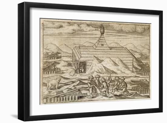 Crew Killing and Skinning Bears, Outside the Cabin, from Gerrit de Veer, 1598-null-Framed Giclee Print