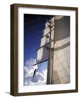 Crew Member Climbing Mast of the Star Clipper, Caribbean-Dave Bartruff-Framed Photographic Print